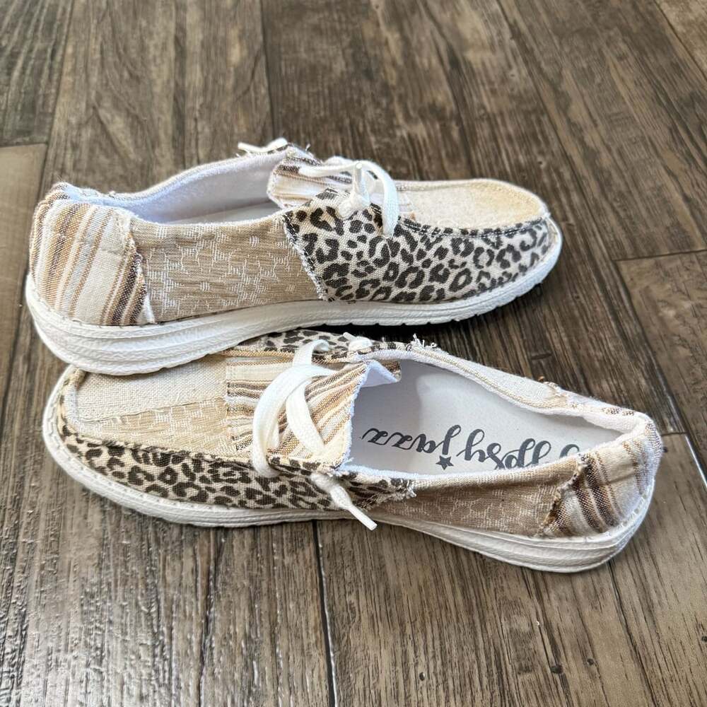 Gypsy Jazz Groovy Size 9 Leopard Patchwork Slip-On Shoes